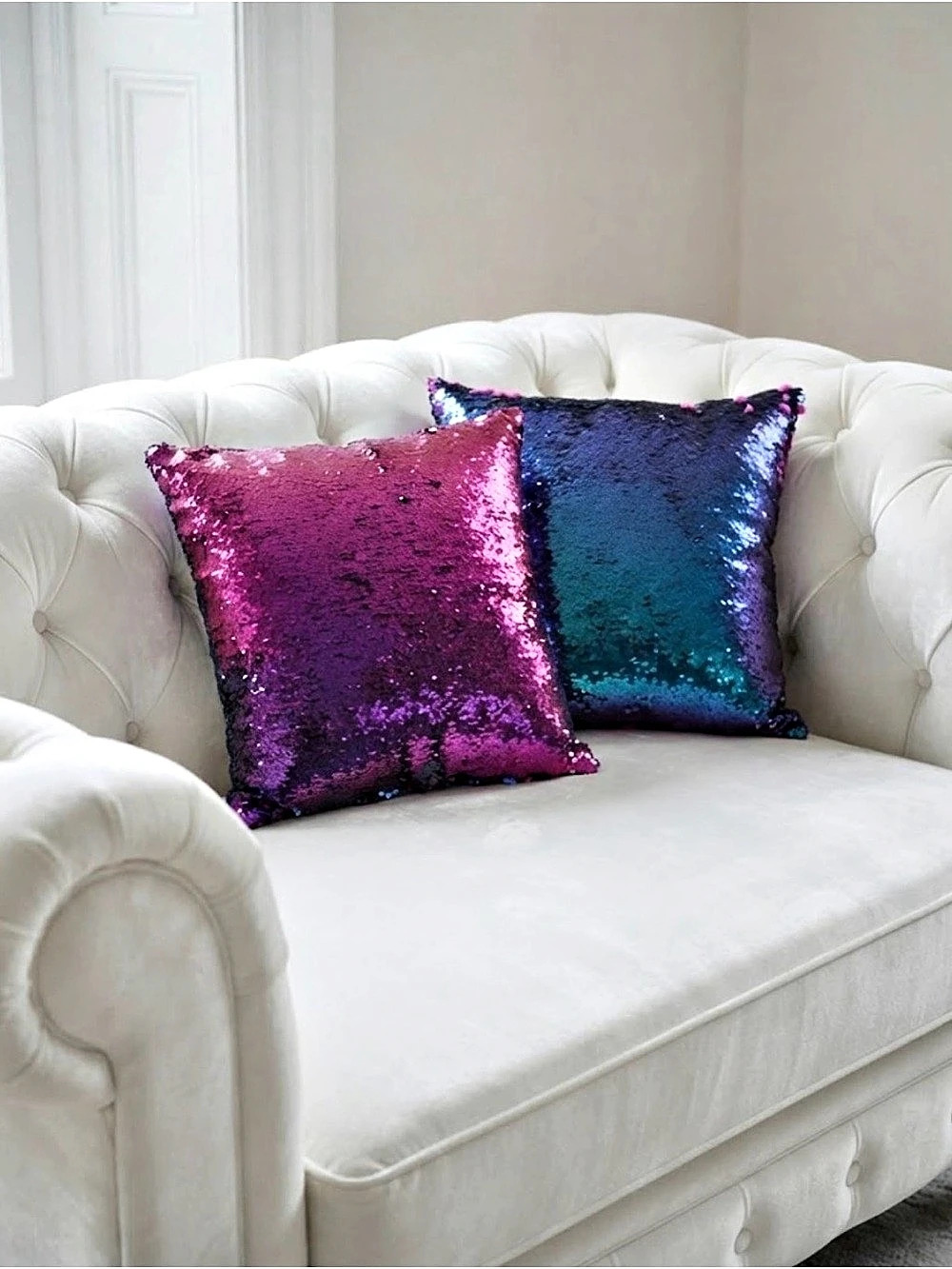 Aviva Stanhoff Luxury Designer 20"x20" Mermaid Sequin Down Pillows NWOT